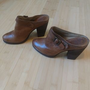 Frye heeled mules